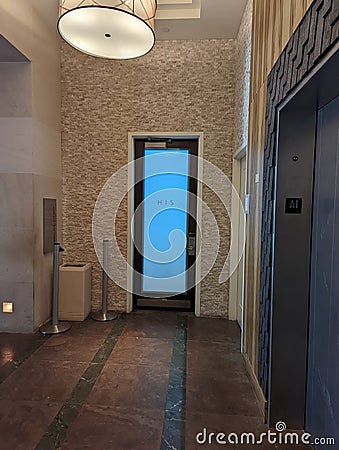 Glass door hotel hallway entrance Stock Photo