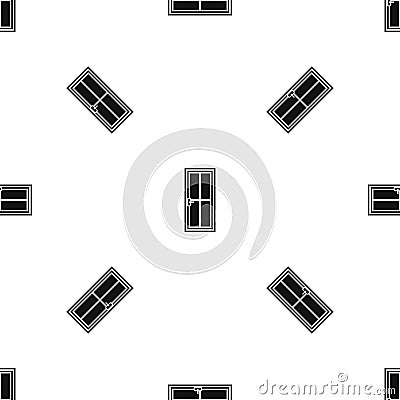 Glass door pattern seamless black Vector Illustration