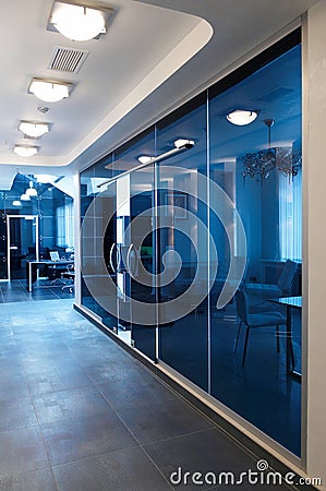 Glass doors in the new office Stock Photo