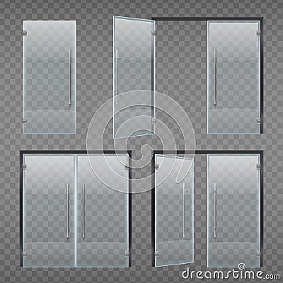 Glass Doors Realistic Set Vector Illustration