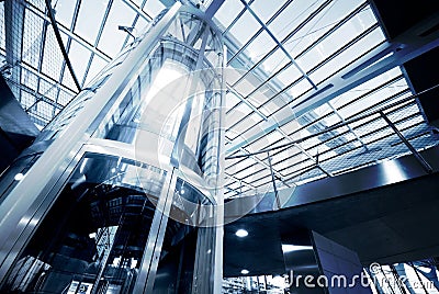 Glass elevator Stock Photo