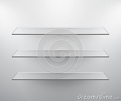 Glass Empty shelves for exhibit Vector Illustration