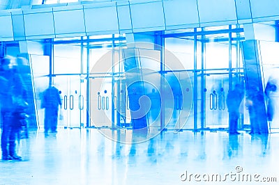 Glass entrance door to the building of the airport Stock Photo