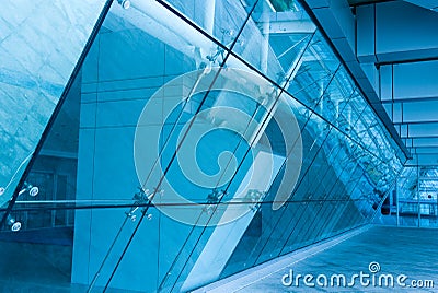 Glass entrance to modern building Stock Photo