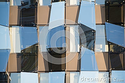Glass faÐ“Â§ade in hi-tech style. Modern building with irregular geometry Stock Photo