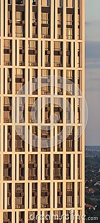 Glass facade of a new skyscraper. Endless rows of panoramic windows. Lots of windows. Exterior of a modern city Editorial Stock Photo