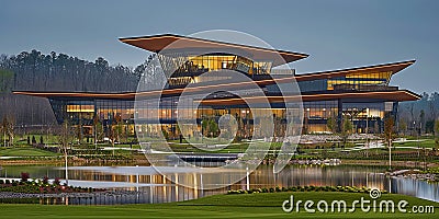 The glass facades of buildings play with reflections, creating unique optical effe Stock Photo