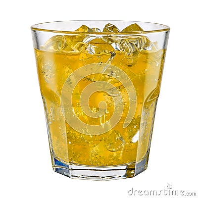 Glass of fanta on white background. With clipping path Stock Photo