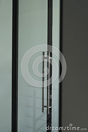 Glass entrance door to the staircase Stock Photo