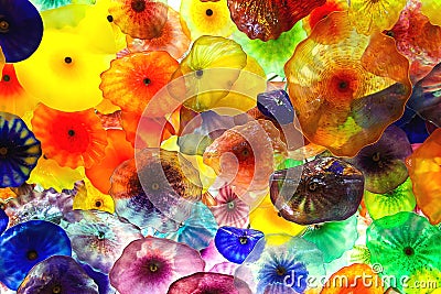 Glass flowers on the ceiling in Bellagio Hotel in Las Vegas Editorial Stock Photo