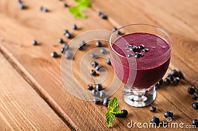 Glass of fresh blueberry smoothie Stock Photo