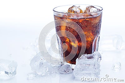 Glass of fresh coke over the white background Stock Photo