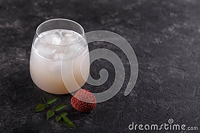 Glass of fresh cold lychee juice Stock Photo