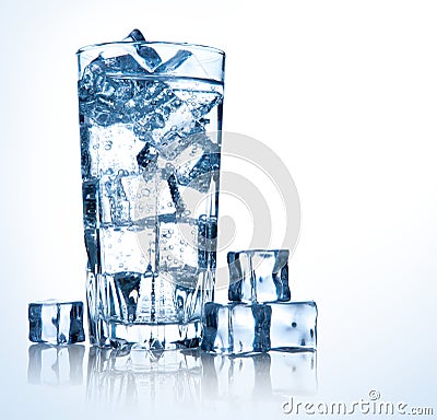 Glass of fresh cool water with ice Stock Photo