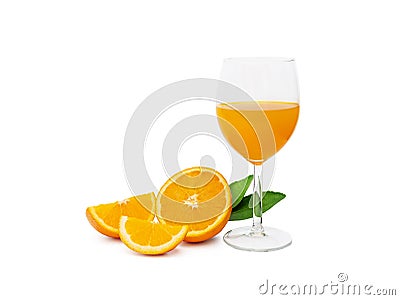 A glass of fresh orange juice and group of fresh orange fruits Stock Photo