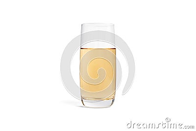 Glass of fresh sweet apple juice isolated on white background. 3D rendering realistic illustration. Glass for water Cartoon Illustration