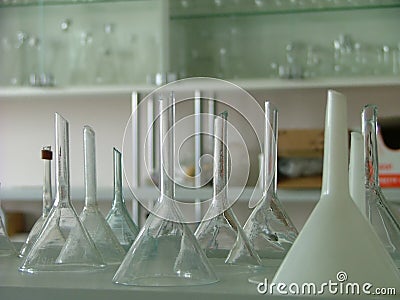 Glass Funnels Stock Photo