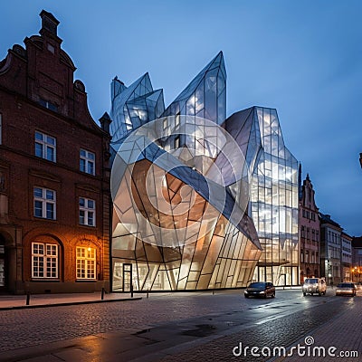 A glass gallery incorporated into a Renaissance tenement house Stock Photo