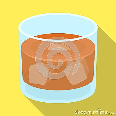 Glass glass of whiskey with ice. Alcoholic beverage of the detective.Detective single icon in flat style vector symbol Vector Illustration