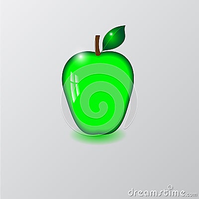 Glass green apple Vector Illustration