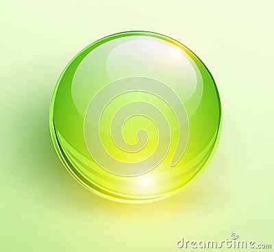 Glass green ball, 3D background Vector Illustration