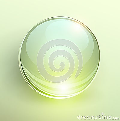 Glass green ball, 3D shiny background Vector Illustration