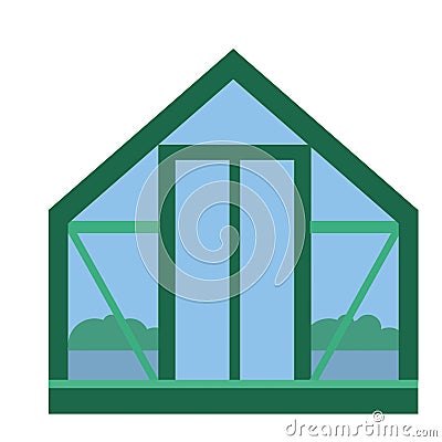 Glass greenhouse with fresh organic agriculture food garden vegetable plants vector illustration. Vector Illustration