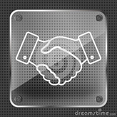 Glass handshake thin line design icon Vector Illustration