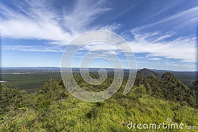 Glass House Mountains â€“ Views from Mount Beerburrum Summit Stock Photo