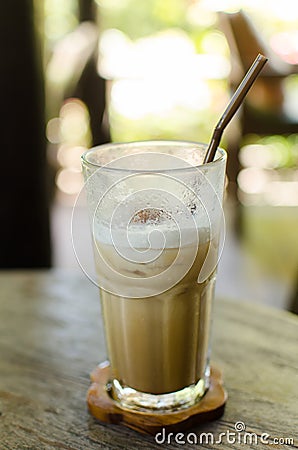 Glass ice cappuccino coffee Stock Photo