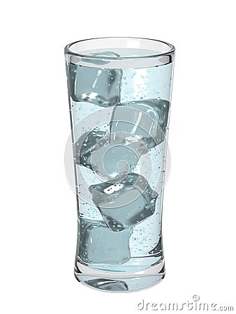 Glass of ice water 3d rendering Stock Photo