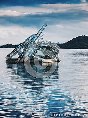 Glass Iceberg instalation near Oslo opera house. Norway Editorial Stock Photo