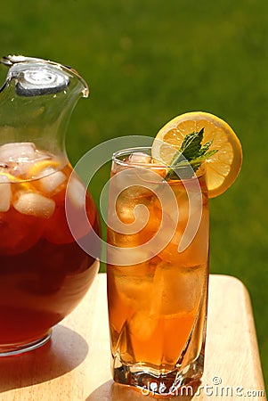 Glass of iced tea Stock Photo