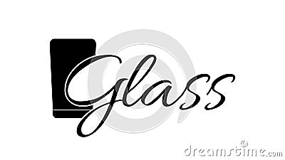 Glass icon with the first letter on the background of graphics. Vector Illustration