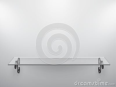 Glass isolated Empty shelf for exhibit. Vector Illustration