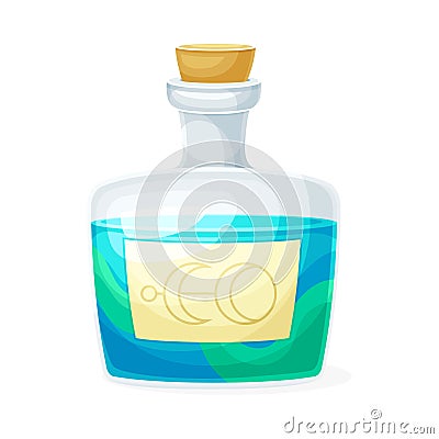 Glass Jar with Blue Potion as Magical Object and Witchcraft Item Vector Illustration Vector Illustration