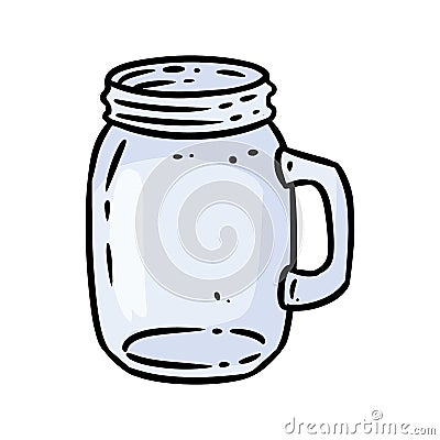 Glass jar doodle image. Kitchen utensil logo. Media highlights graphic icon Vector Illustration