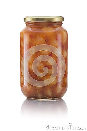 Glass Jar of Pickled Spicy Onions Stock Photo