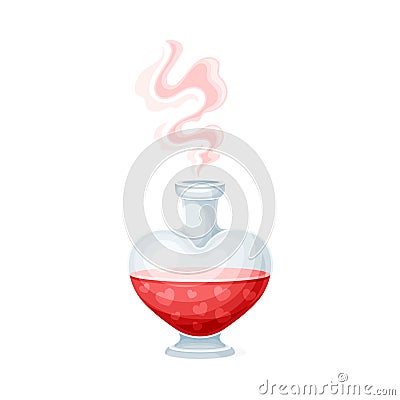 Glass Jar with Red Love Potion as Magical Object and Witchcraft Item Vector Illustration Vector Illustration