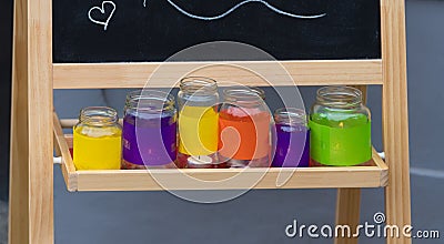 Colorfull glass jars Stock Photo