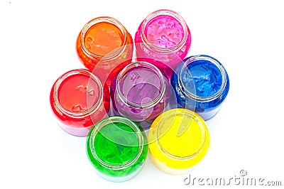Glass jars full of colour Stock Photo