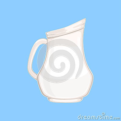 Glass jug or pitcher of milk, fresh, healthy dairy product vector illustration Vector Illustration