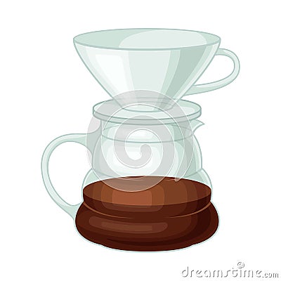 Glass Kettle for Making Tea or Coffee Vector Illustrated Element. Useful Household Item Vector Illustration