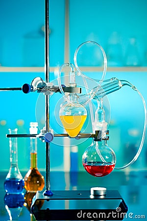 Glass laboratory apparatus Stock Photo