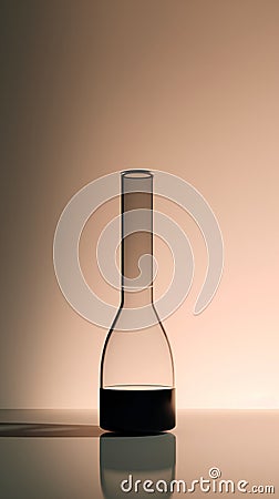 Glass laboratory flask on a light background. 3d render illustration. Cartoon Illustration