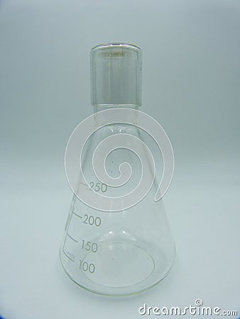 Glass labware, graduate Beute 250 ml, white background Stock Photo