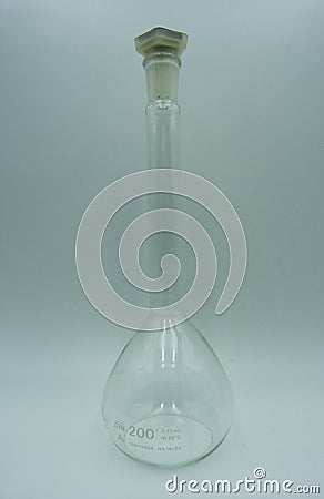 Glass labware, graduate Matraccio 200 ml white background Stock Photo