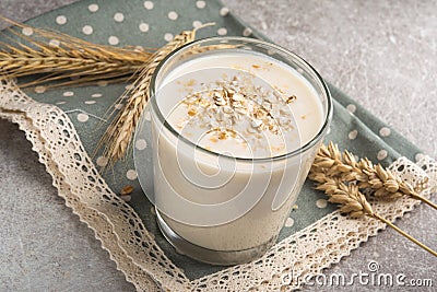 A glass of lean oatmeal milk Stock Photo