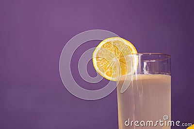 Glass of lemonade close-up shot Stock Photo