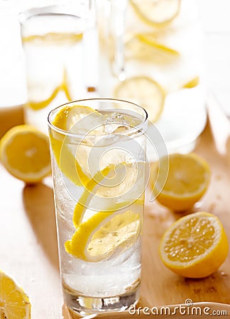 Glass of lemonade closeup Stock Photo